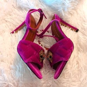 NEW Kurt Geiger Kensinton London Eagle Purple Quilted Stylish High Heels